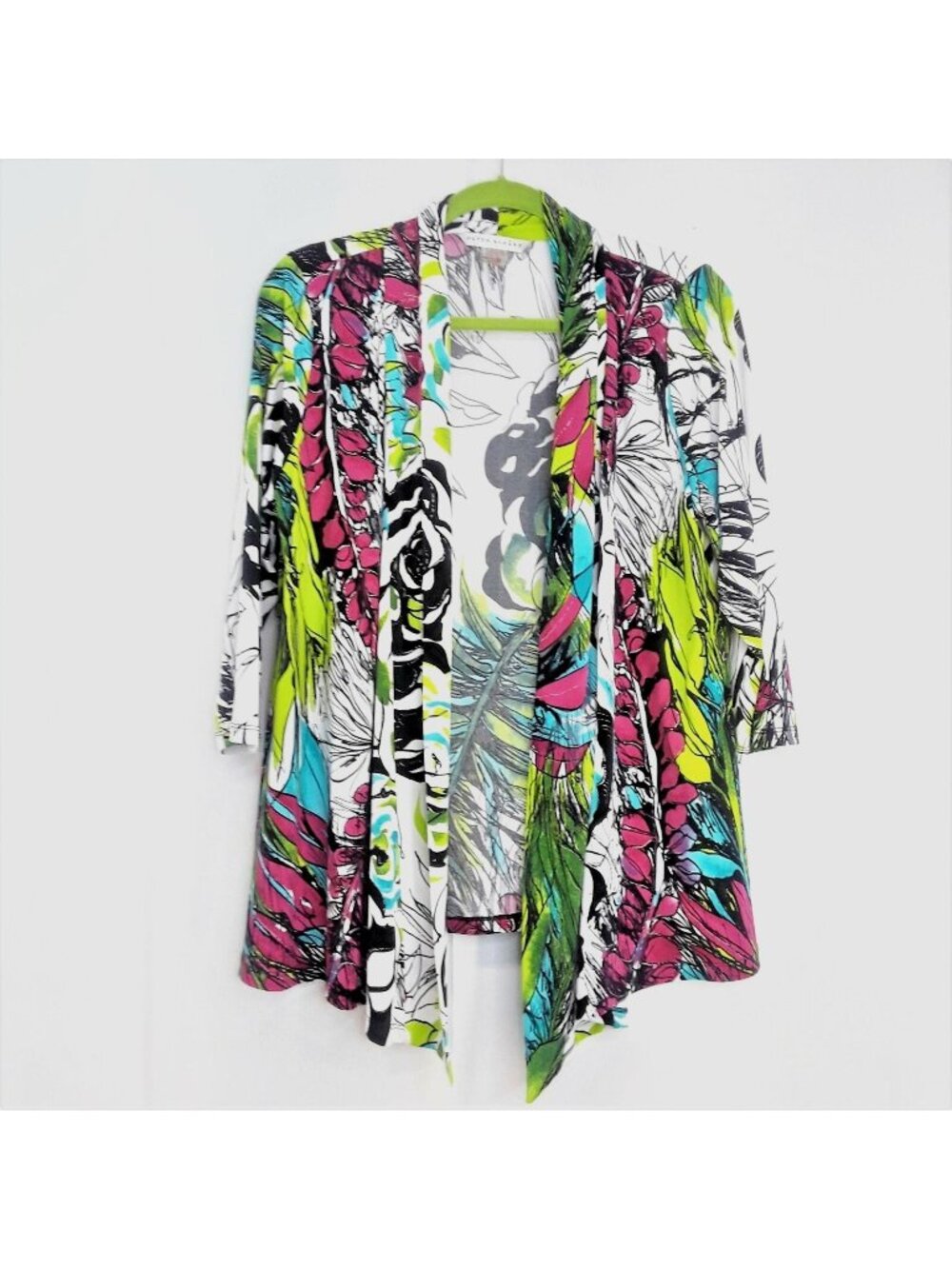 Peter Nygard Open Front Cardigan Wrap Shirt Size Large Floral Graphic Print